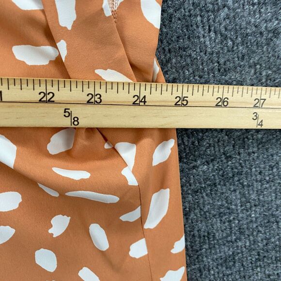 UMGEE Blouse Top Womens M Beige Polka Dots Button Up Short Sleeve Lightweight - Picture 7 of 8